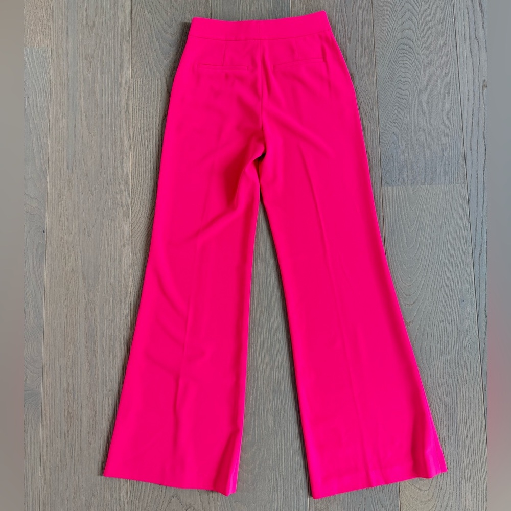 Alice & Olivia Dylan Fuchsia Wide Leg Trousers in Wild Pink - Picture 2 of 11